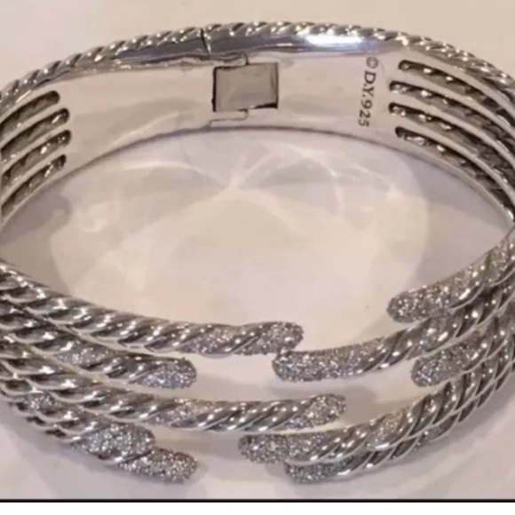 David Yurman Willow 5 Row Diamond & Sterling Silver Bracelet NWT Size M $4200 - Picture 4 of 6